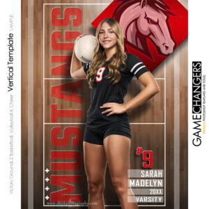 Volleyball vertical Photoshop template featuring individual athlete