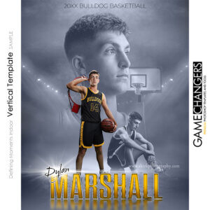Basketball vertical Photoshop template featuring individual athlete